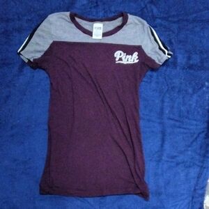 PINK Victoria's Secret Kids Tee - Maroon and Gray